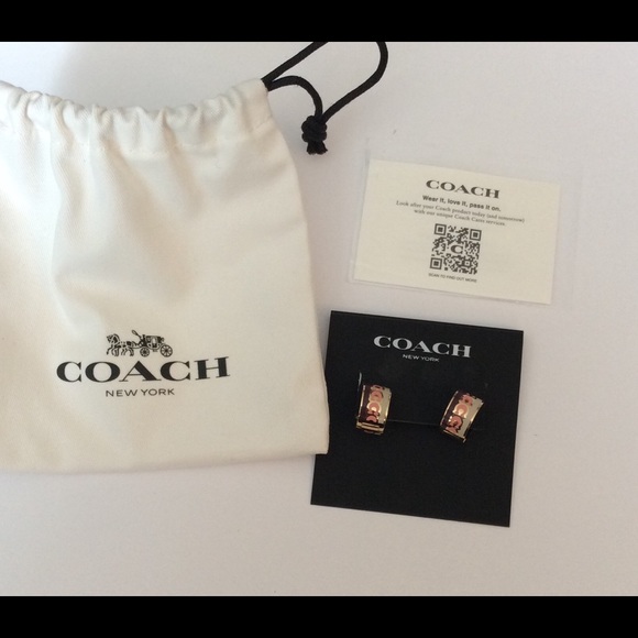 Coach Signature C Huggie Earrings NWT - Picture 2 of 6